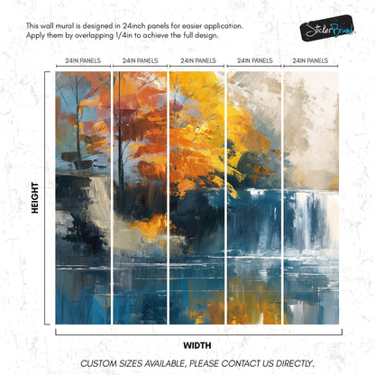 Tropical Waterfall Colorful Painting Wallpaper Mural. #7049
