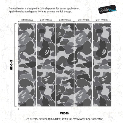 Bape Camo Wallpaper Mural. Grey Camo Streetwear Hype Beast Aesthetics. #6901