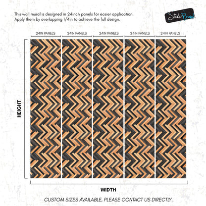 Modern Design Wooden Zigzag Panel Wallpaper Mural. #6736