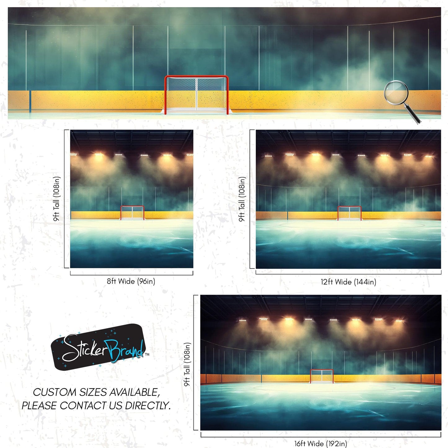 Hockey Rink Wallpaper Mural. Sports Theme Decor. #6958