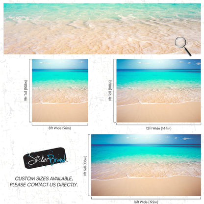 Tropical White Sand Paradise Beach Ocean Wave Scenery Wall Mural. #6201