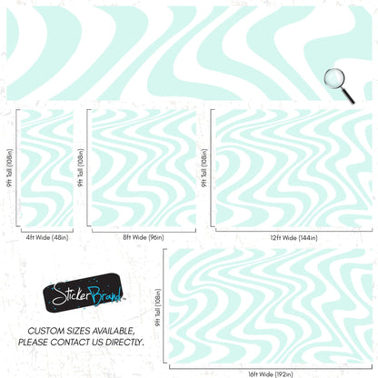 Mint Color Swirly Lines Abstract Wallpaper Mural. #6689