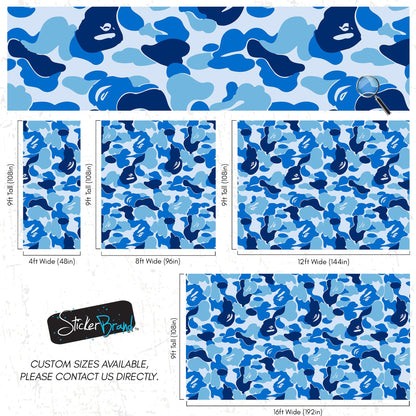 Bape Camo Wallpaper Mural. Blue Camo Streetwear Hype Beast Aesthetics. #7027
