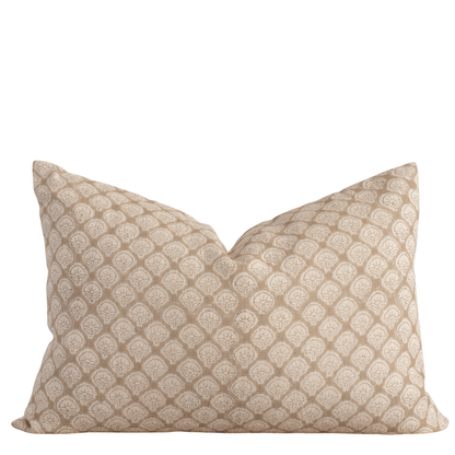 Ayla Floral Block Printed Pillow Cover | Mustard | Lumbar