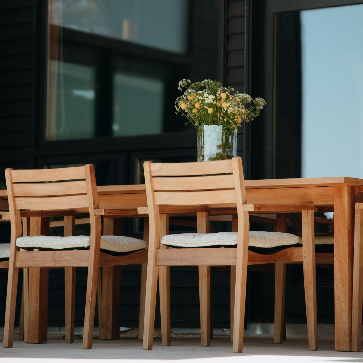 Oslo Natural Teak Outdoor Dining Chair (Set of 2 with Cushions)