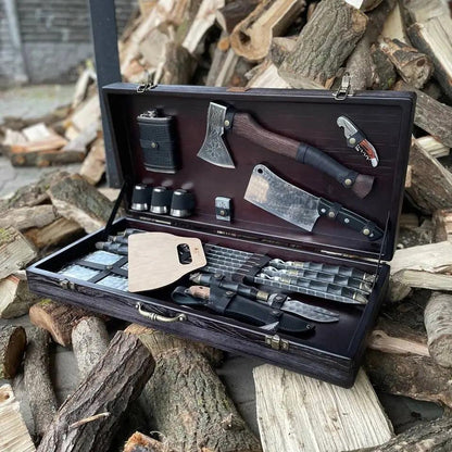 "Jotun" BBQ Tools Skewers Set in a Wooden Case, 32 items