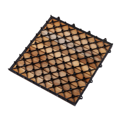 Denali Natural Teak Outdoor Interlocking Tiles, 9 Slat (10 sq ft)