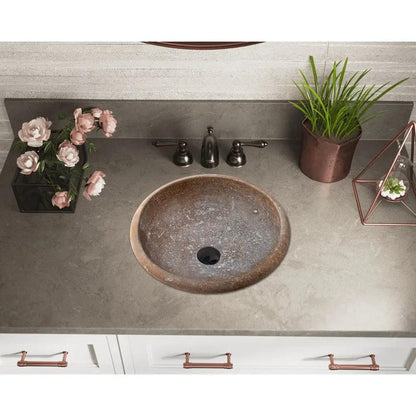 Noce Brown Turkish Handcrafted Travertine Drop-In Bathroom Sink