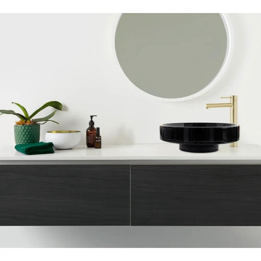 GMStone Black Polished Turkish Marble Above Counter Vessel Bathroom Sink
