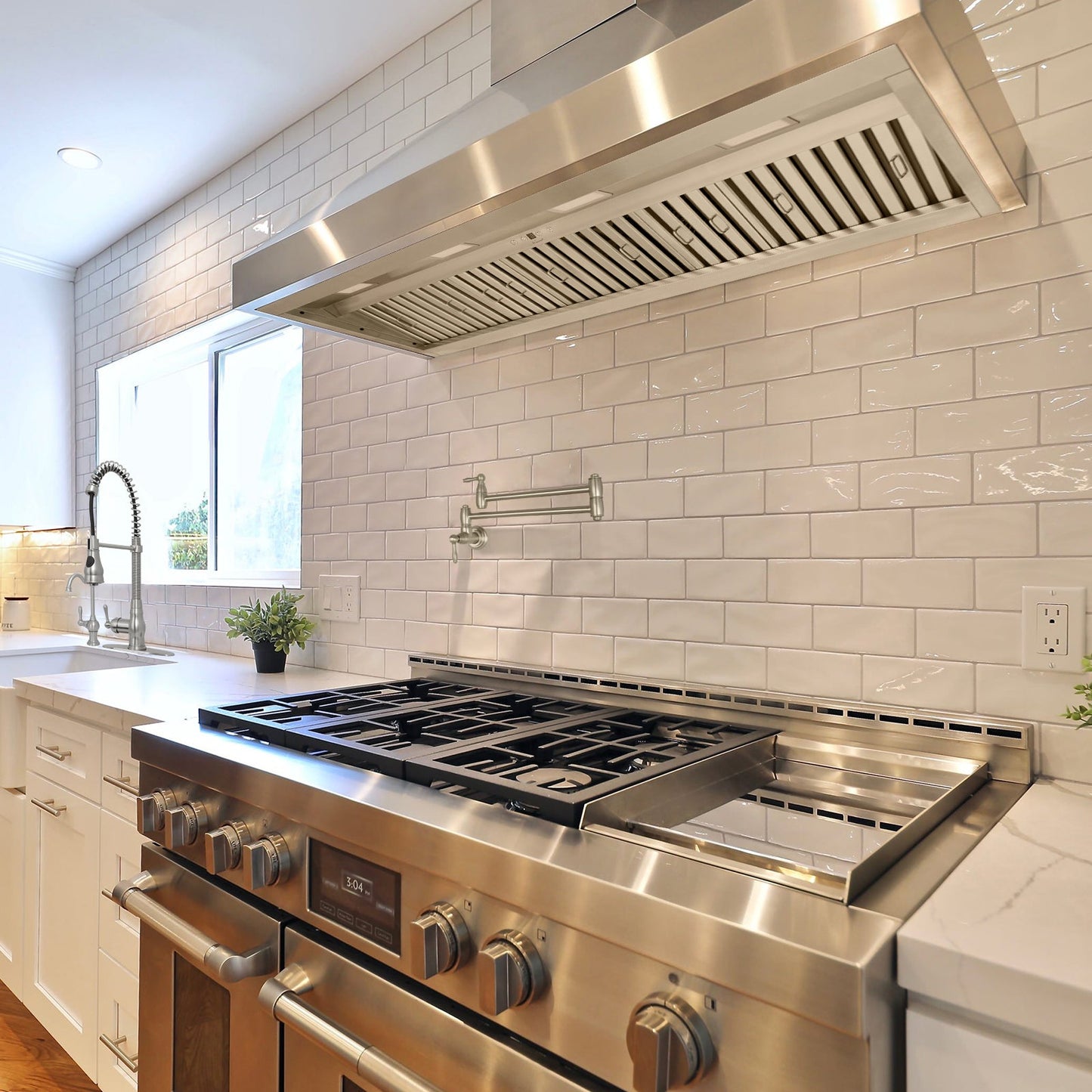 54" Range Hood Insert, Ultra Quiet Stainless Steel 8" Ducted with 1200 CFM Powerful Suction-NX-19IL-54