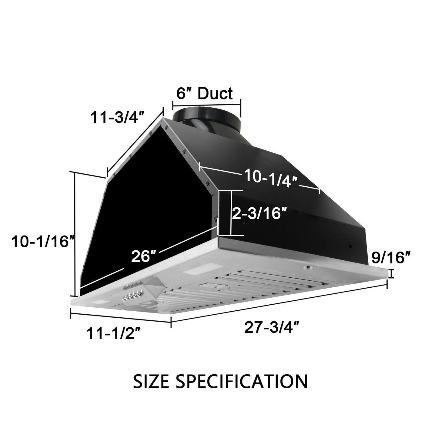 30“ Range Hood Insert, 600 CFM Built-in Stainless Steel Kitchen Hood with LED Lights - NX-HOOD-30