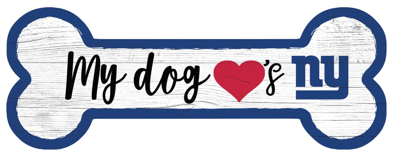 New York Giants Football Dog Bone White Wooden Sign