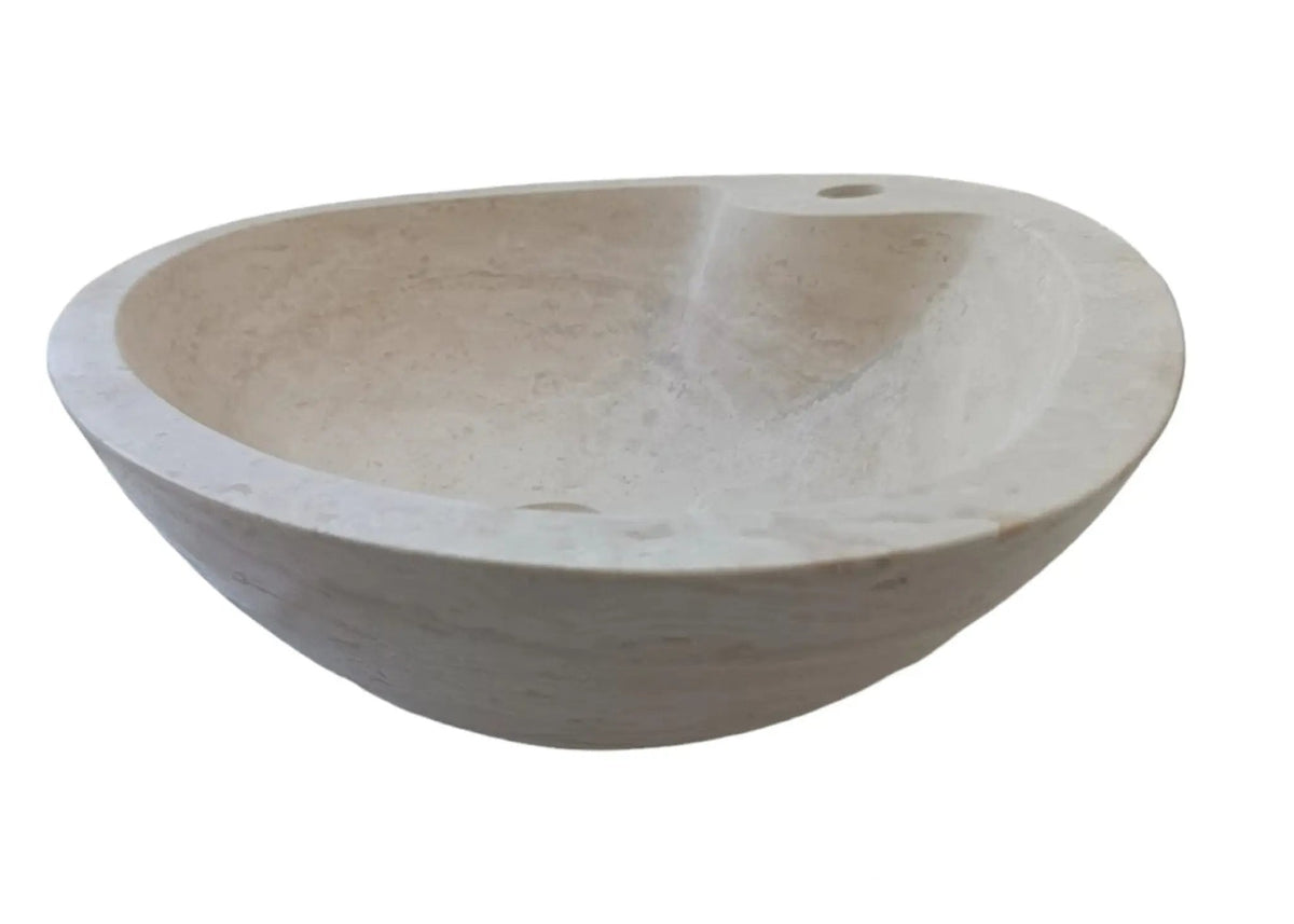 Premium Natural Travertine Beige Vessel Bathroom Sink Honed