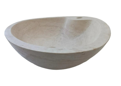 Premium Natural Travertine Beige Vessel Bathroom Sink Honed