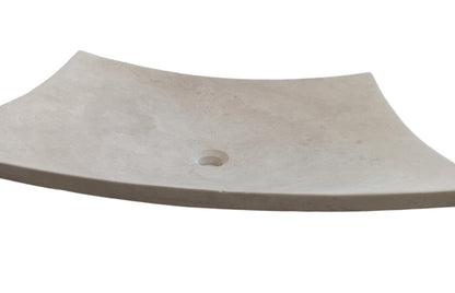 Natural Stone Light Travertine Unique Modern Special Design Customizable Vessel Sink  (W)25.6" (L)17.7" (H)4.7"