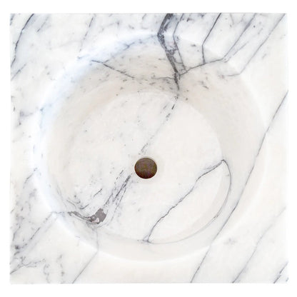 Turkish White Marble Sculptural Pedestal Cone Shaped Sink - Hand Polished 16x16x36