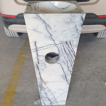 Natural Stone New York White Marble Pedestal Cone Shaped Sink Polished (W)16" (L)16" (H)36"