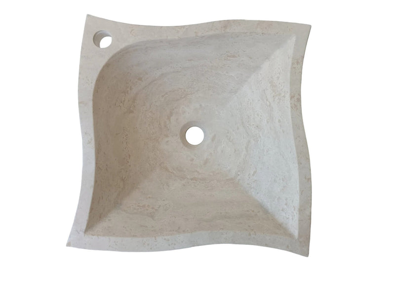 Natural Stone Travertine Unique Modern Special Design Vessel Sink  (W)17.7" (L)17.7" (H)5.9"