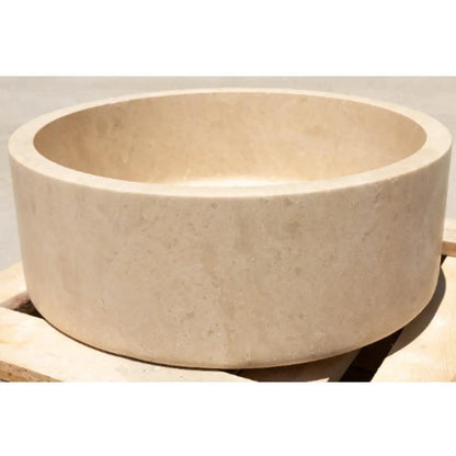 Handcrafted Travertine Beige Natural Stone Vessel Sink 16 Inch