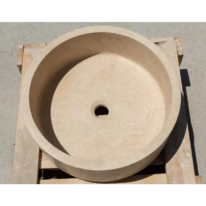 Handcrafted Travertine Beige Natural Stone Vessel Sink 16 Inch