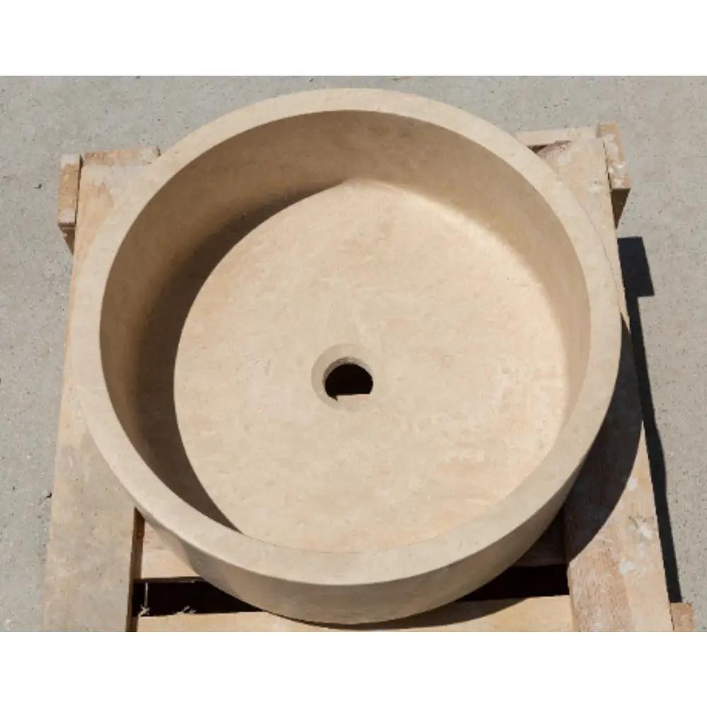 Handcrafted Travertine Beige Natural Stone Vessel Sink 16 Inch