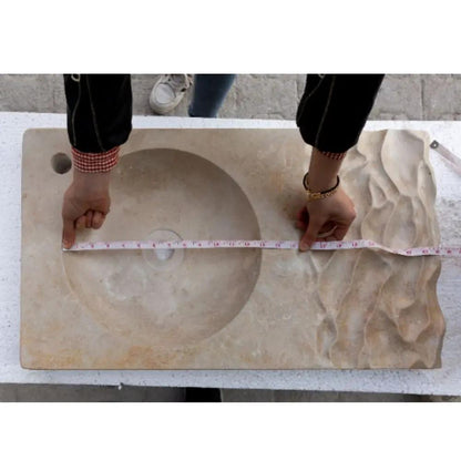 GMSTONE Travertine Light Beige Vessel Bathroom Sink 21-4x18 Inch Countertop