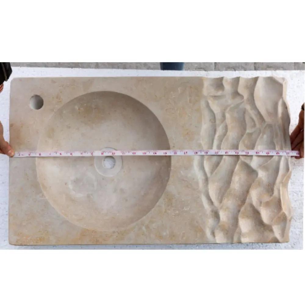 GMSTONE Travertine Light Beige Vessel Bathroom Sink 21-4x18 Inch Countertop