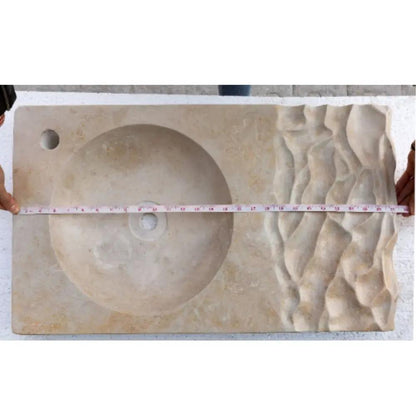 GMSTONE Travertine Light Beige Vessel Bathroom Sink 21-4x18 Inch Countertop