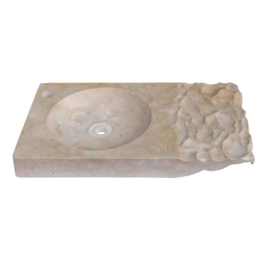 GMSTONE Travertine Light Beige Vessel Bathroom Sink 21-4x18 Inch Countertop