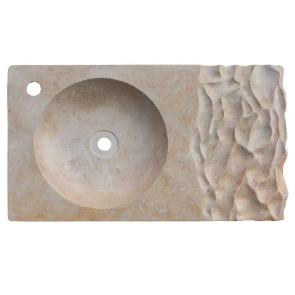 GMSTONE Travertine Light Beige Vessel Bathroom Sink 21-4x18 Inch Countertop