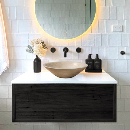 Natural Stone Classic Travertine Oval Vessel Sink (L)22" (W)18" (H)6"