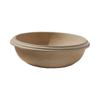 Natural Stone Light Travertine Stripe Edge Vessel Sink (D)16" (H)6"