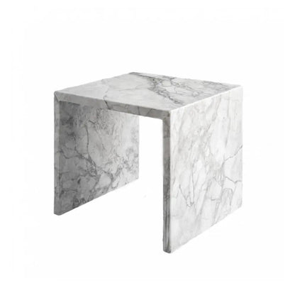 Natural Stone White and Grey Marble Side Table Modern Contemporary Home Design