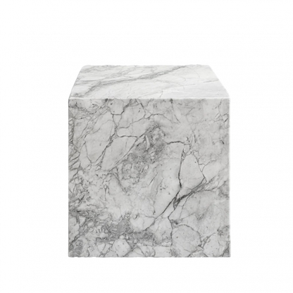 Natural Stone White and Grey Marble Side Table Modern Contemporary Home Design