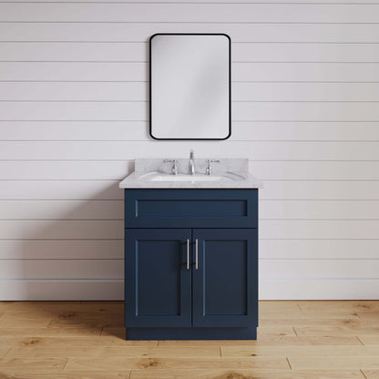 24 Inch Navy Blue Shaker Single Sink Bathroom Vanity