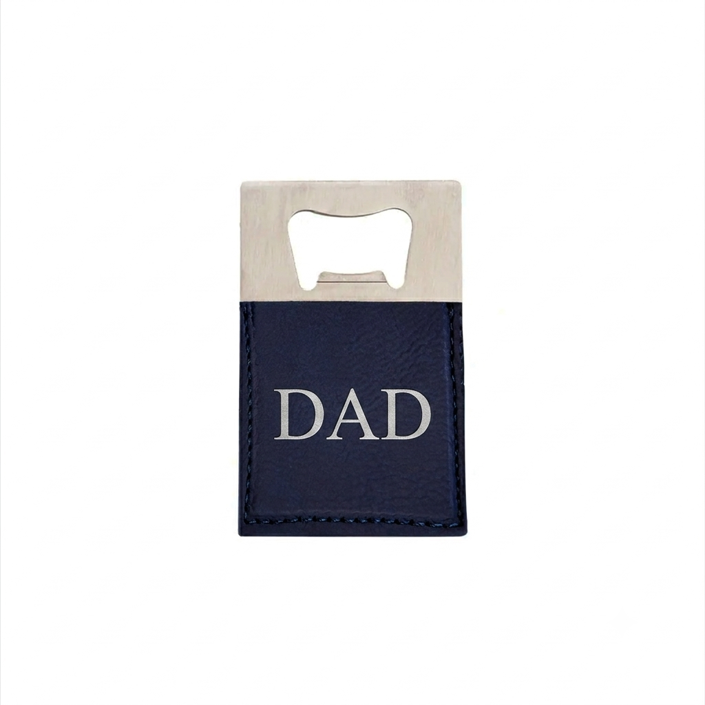 Navy Leatherette Bottle Opener - 3.5" x 2