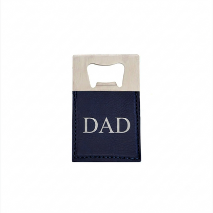 Navy Leatherette Bottle Opener - 3.5" x 2