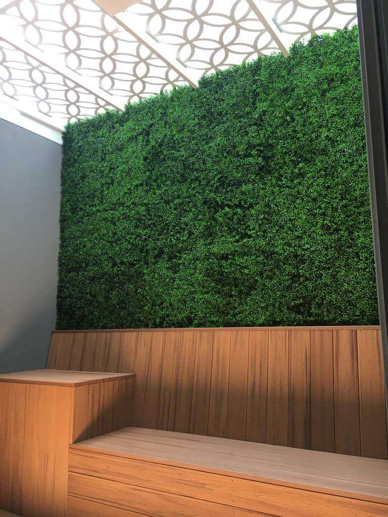 Bright Boxwood Artificial Vertical Garden Green Wall Panel 40×40in 11 SQ FT – UV Resistant – Commercial Grade