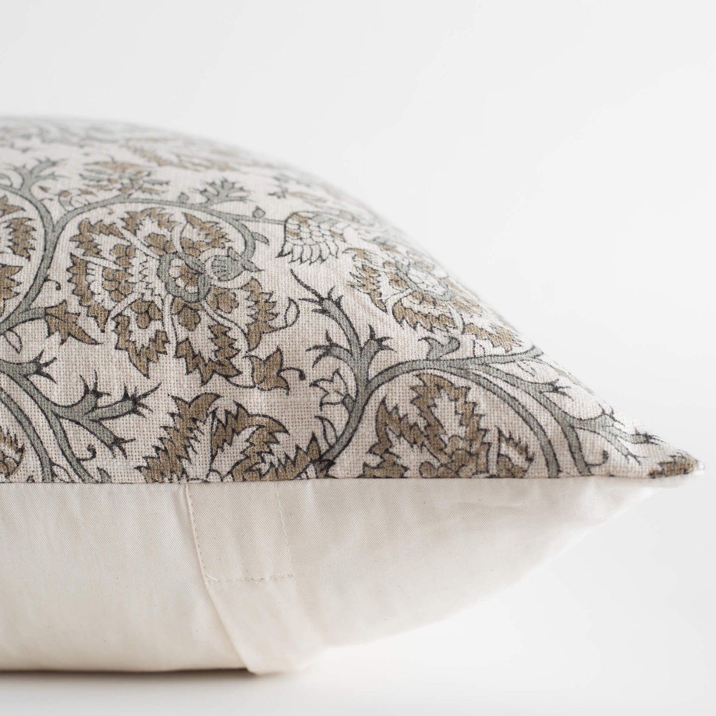 Claire Floral Block Printed Pillow Cover | Mustard