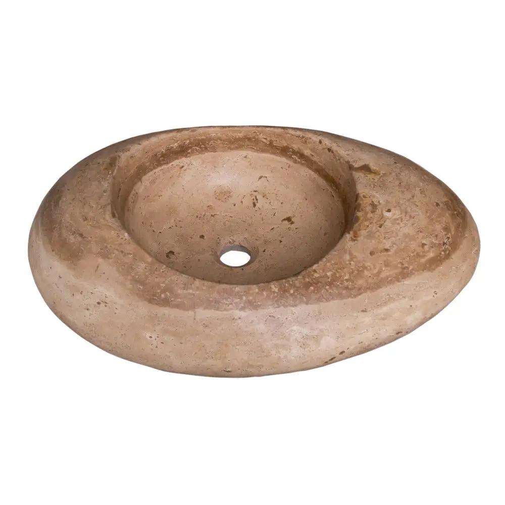 Noce Brown Hand Carved Travertine Vessel Sink 16x23x6