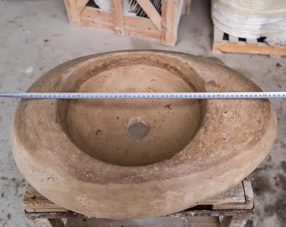 Noce Brown Hand Carved Travertine Vessel Sink 16x23x6