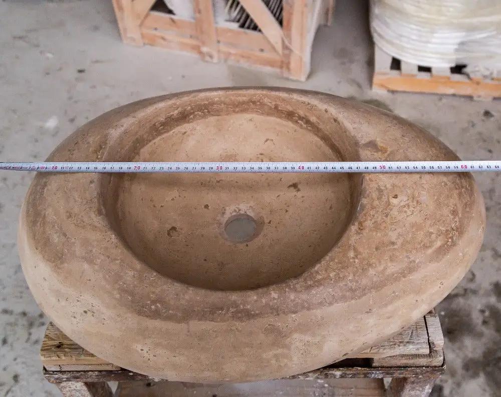 Noce Brown Hand Carved Travertine Vessel Sink 16x23x6