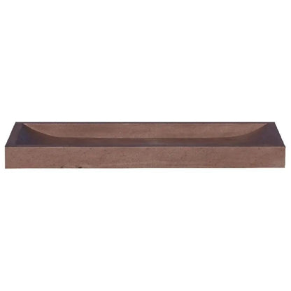 Brown Noce Travertine Rectangular Vessel Sink Honed Surface 16x48x4
