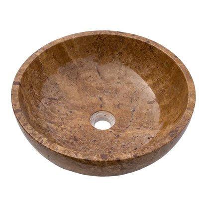 Noce Brown Travertine Natural Stone Above-vanity Bathroom Sink Polished (D)16" (H)6"-READY TO SHIP
