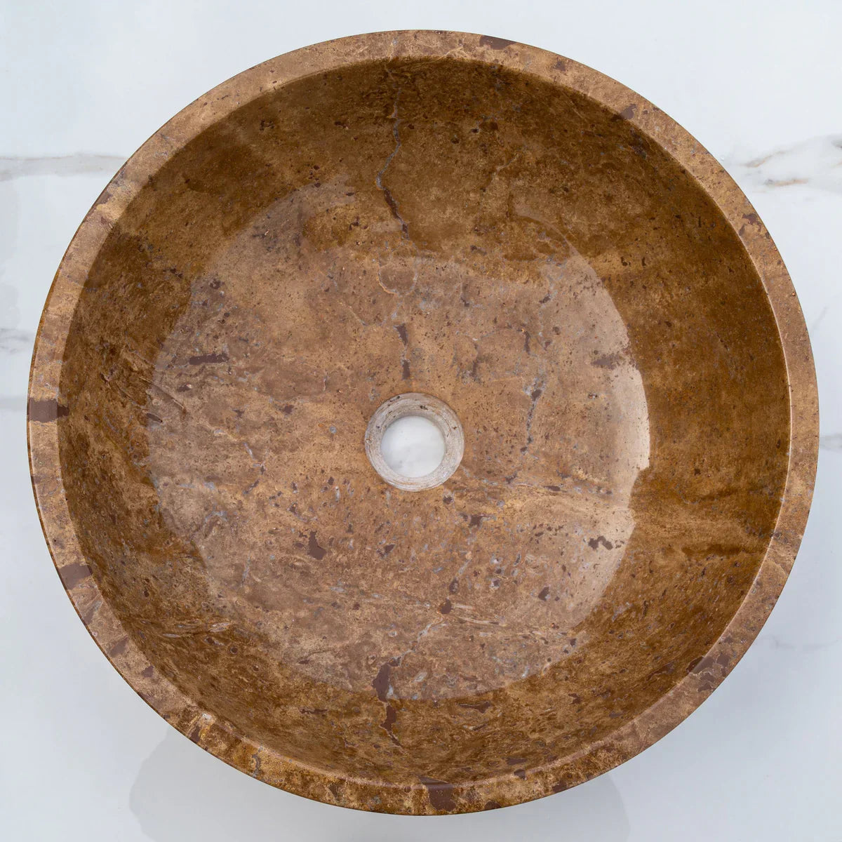 Noce Brown Travertine Natural Stone Above-vanity Bathroom Sink Polished (D)16" (H)6"-READY TO SHIP
