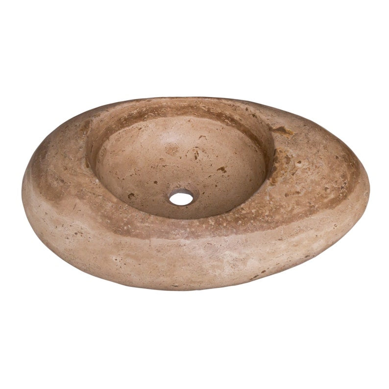 Noce Travertine Natural Stone Kayak Design Above Vanity Bathroom Vessel Sink (W)16" (L)23" (H)6" - In Stock