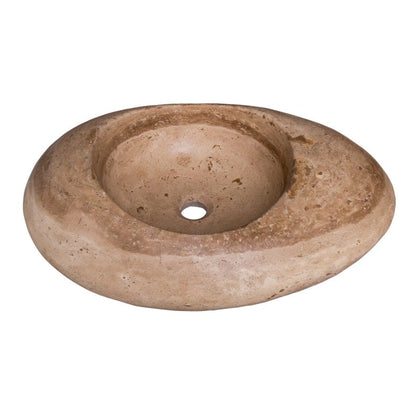Noce Travertine Natural Stone Kayak Design Above Vanity Bathroom Vessel Sink (W)16" (L)23" (H)6" - In Stock