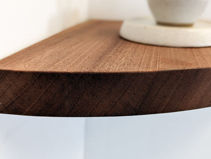 Floating Corner Shelf with Round Edge in Mahogany