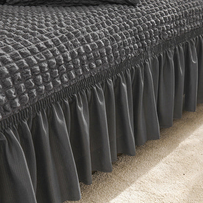 High-Quality Seersucker Stretch Sofa Slipcover with Elastic Bottom and Skirt Washable Furniture Protector for Kids and Pets 1/2/3/4 Seater Options