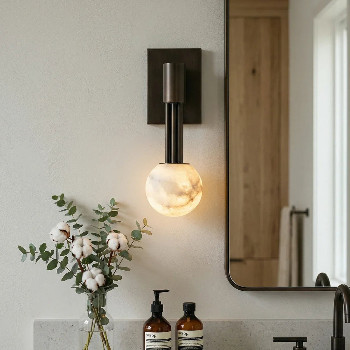 Obra Spherical Alabaster Wall Lamp
